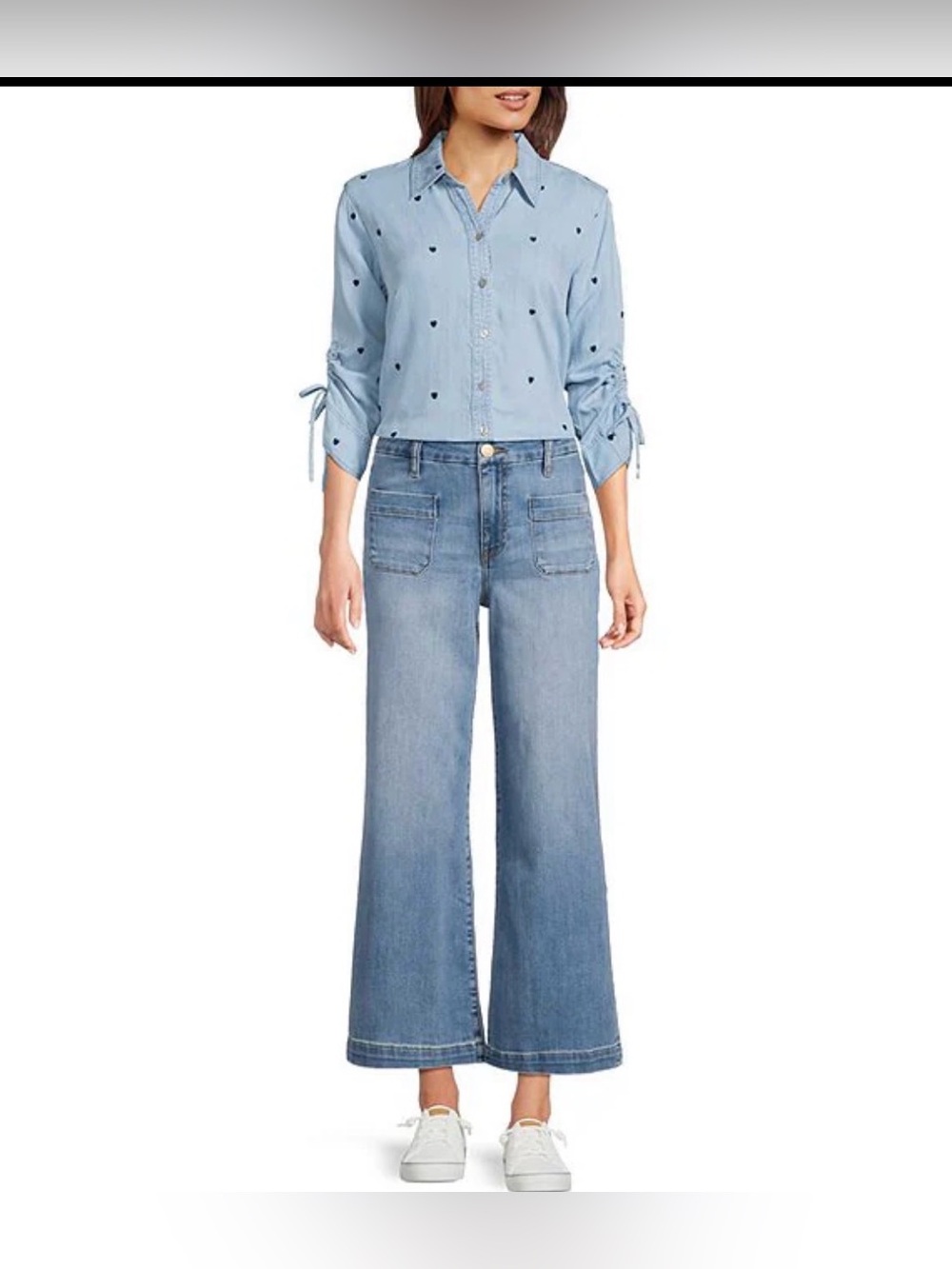 Kut From The Kloth Meg Patch Pocket Wide Leg Jeans - Medium Blue Wash - Sz 8